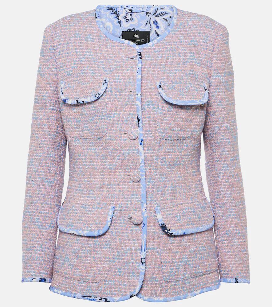 Etro Checked wool-blend tweed jacket Cover