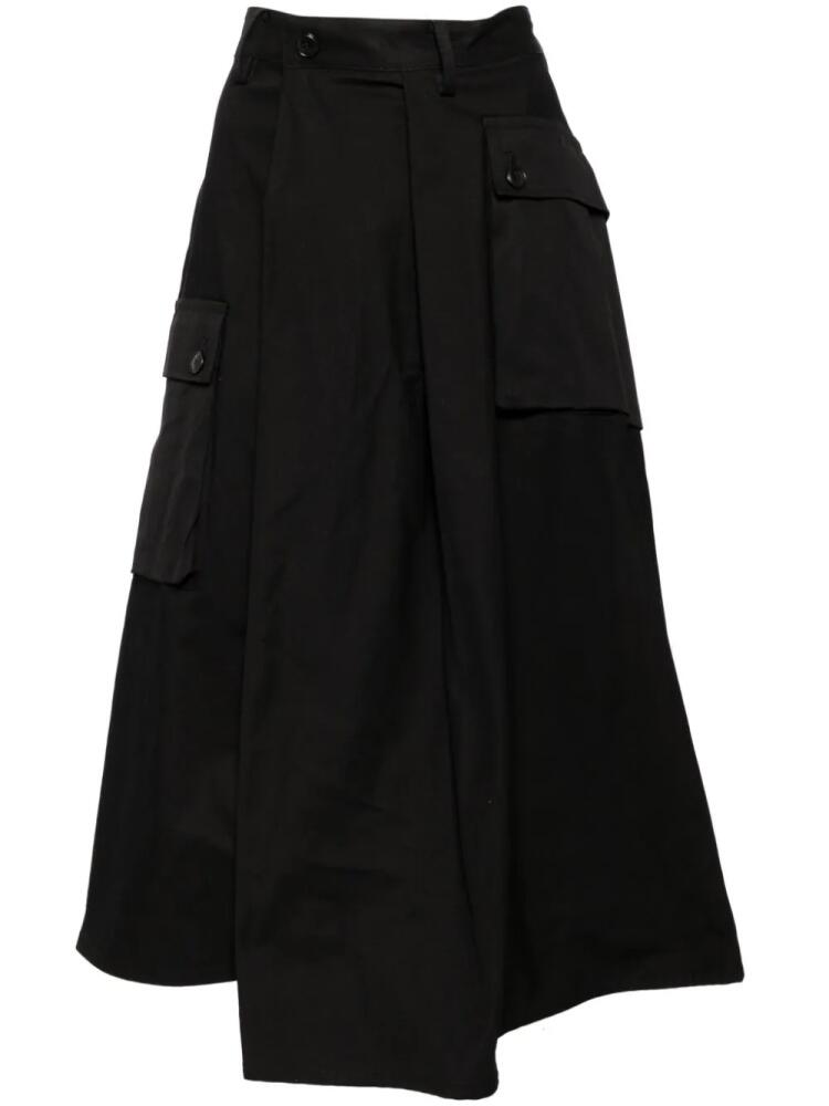 Yohji Yamamoto asymmetric cotton cargo skirt - Black Cover