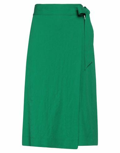 Ottod'ame Woman Midi skirt Emerald green Tencel, Linen, Elastane Cover