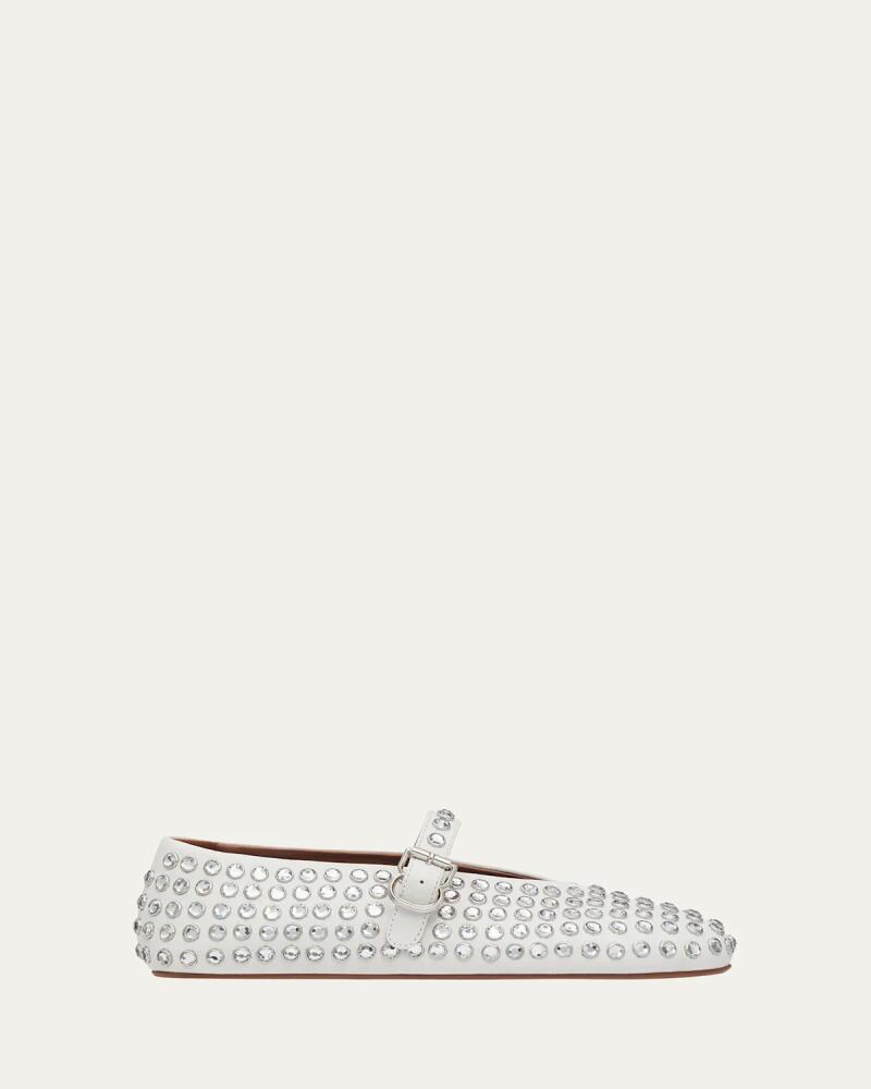 ALAIA Leather Mary Jane Flats With Allover Studs Cover