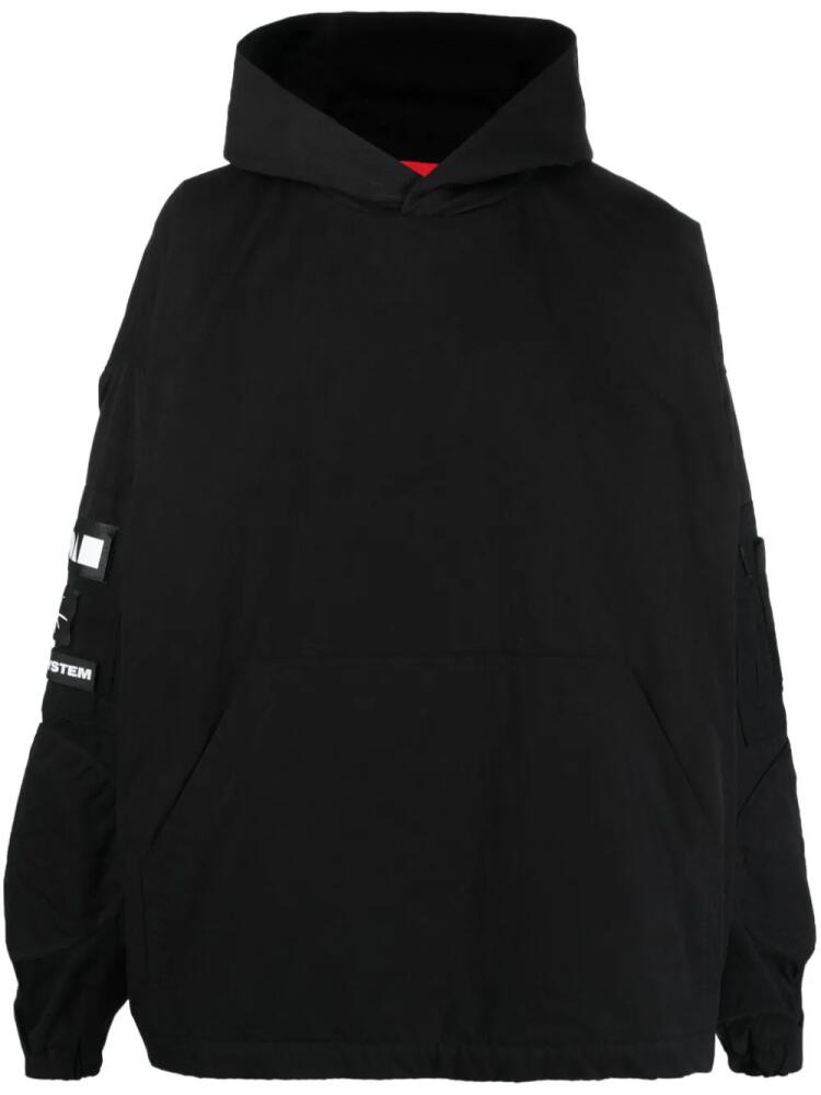 032c Stronger multiple-patch cotton hoodie - Black Cover