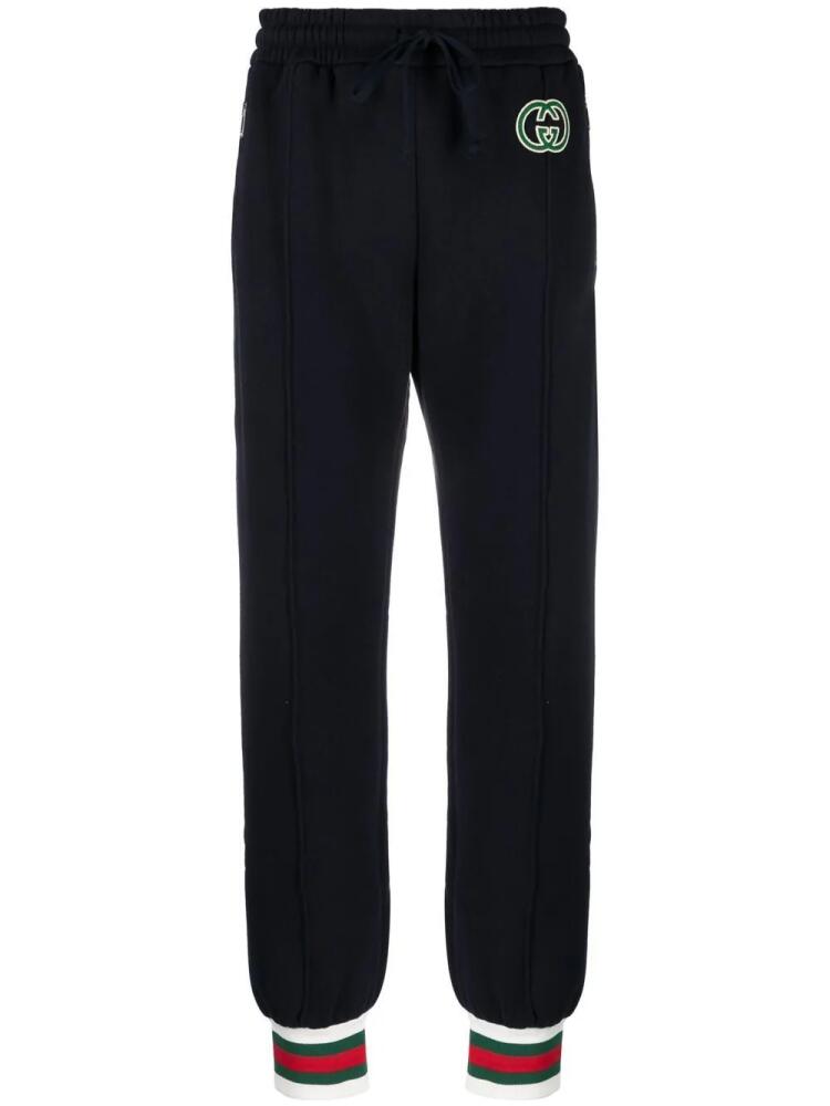 Gucci logo-embroidered Web-stripe track pants - Blue Cover