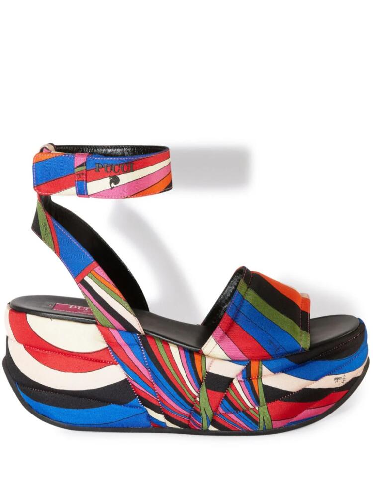 PUCCI Pucciami Iride-print platform sandals - Blue Cover