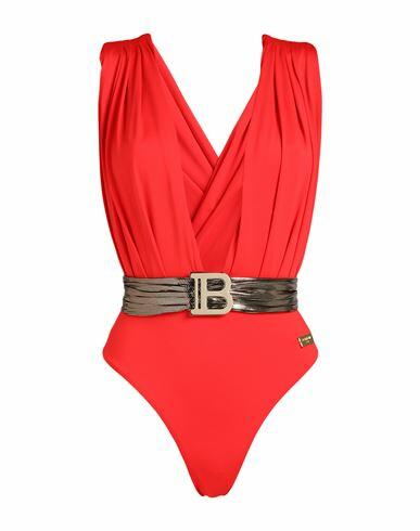 Balmain Woman One-piece swimsuit Red Polyester, Elastane Cover