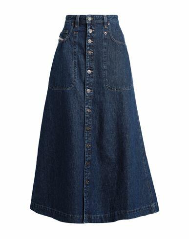 Diesel De-albus-l A-line Long Skirt Woman Denim skirt Blue Cotton Cover