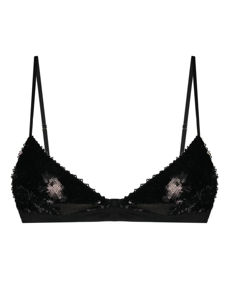 KHAITE sequin silk triangle bra - Black Cover