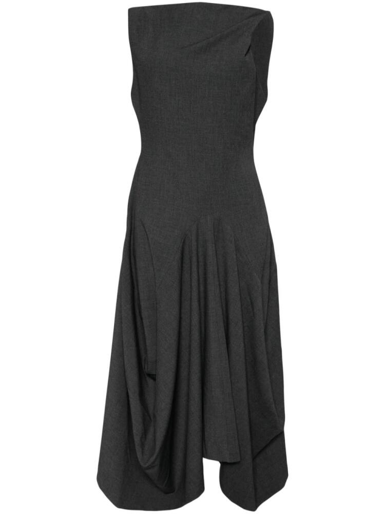 Goen.J twisted-shoulder structured draping midi dress - Grey Cover