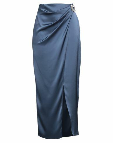 David Koma Woman Maxi skirt Navy blue Triacetate, Polyester, Metal, Glass Cover