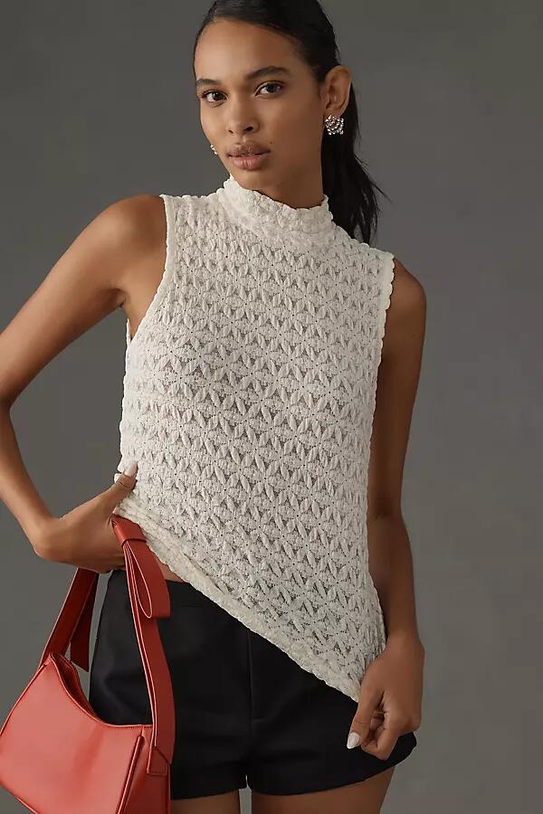 Sanctuary Mock-Neck Pucker Up Lace Tank Top Cover