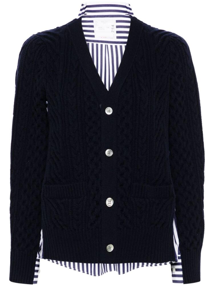 sacai striped cardigan - Blue Cover