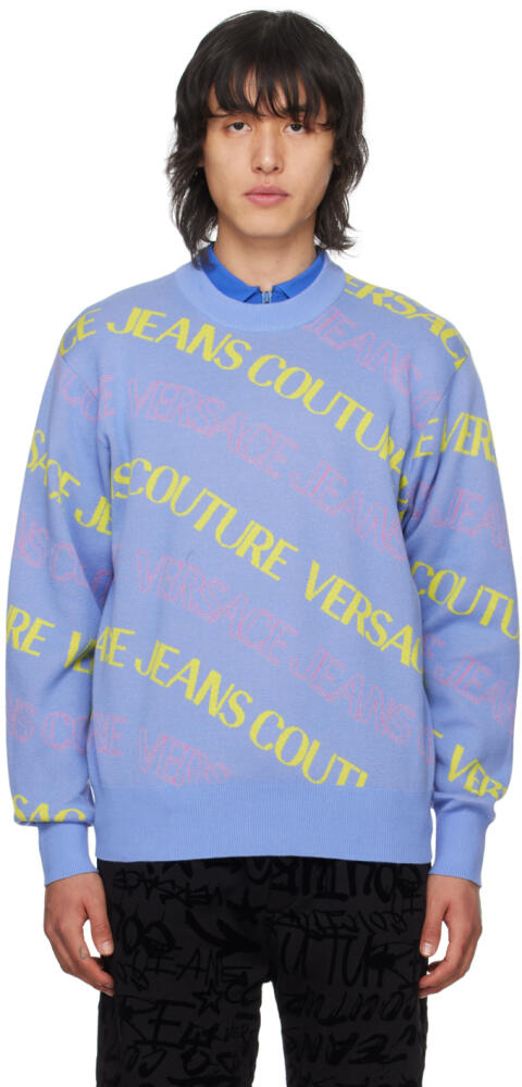 Versace Jeans Couture Blue Jacquard Sweater Cover