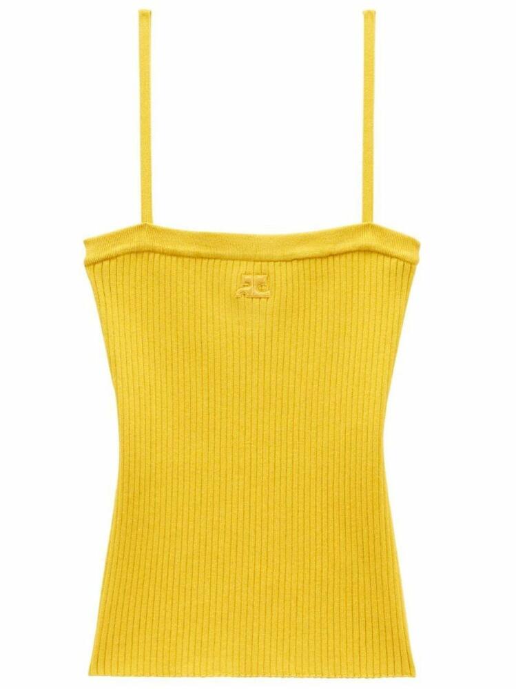 Courrèges logo ribbed-knit top - Yellow Cover