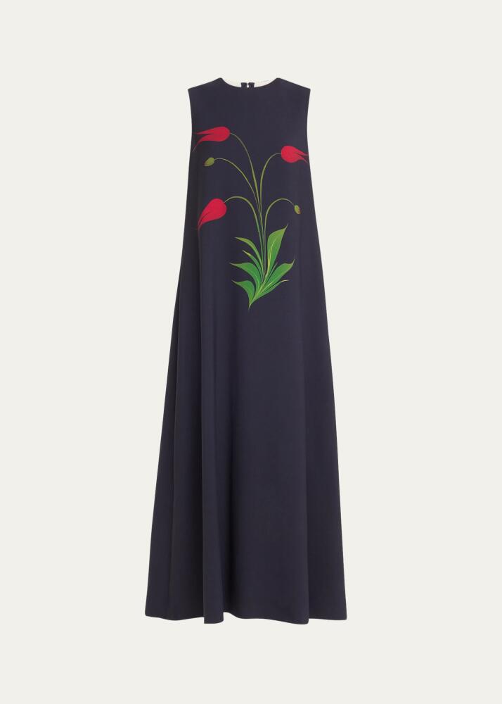 Oscar de la Renta Marbled Tulip Stretch-Wool Dress Cover