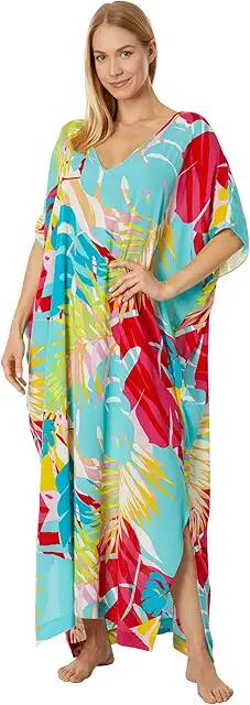 N by Natori Bora Bora Crinkle Caftan (Aqua Blue) Women's Pajama Cover