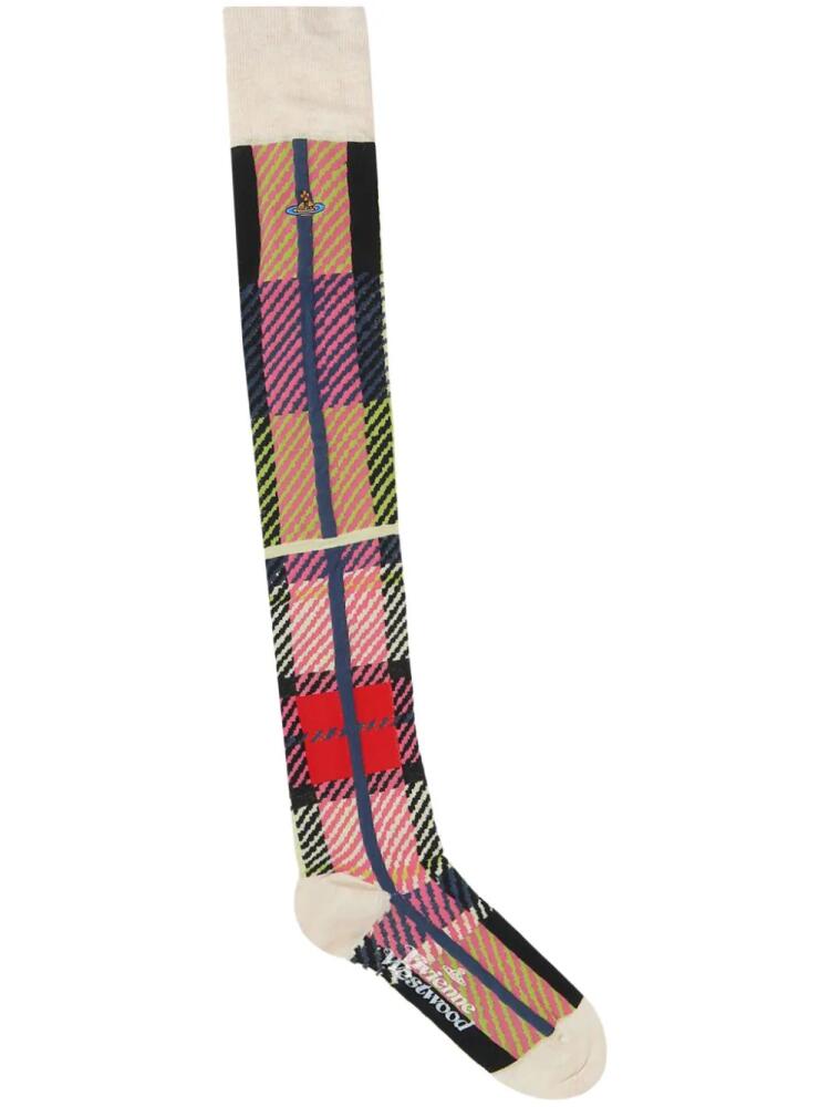 Vivienne Westwood embroidered-tartan socks - Neutrals Cover