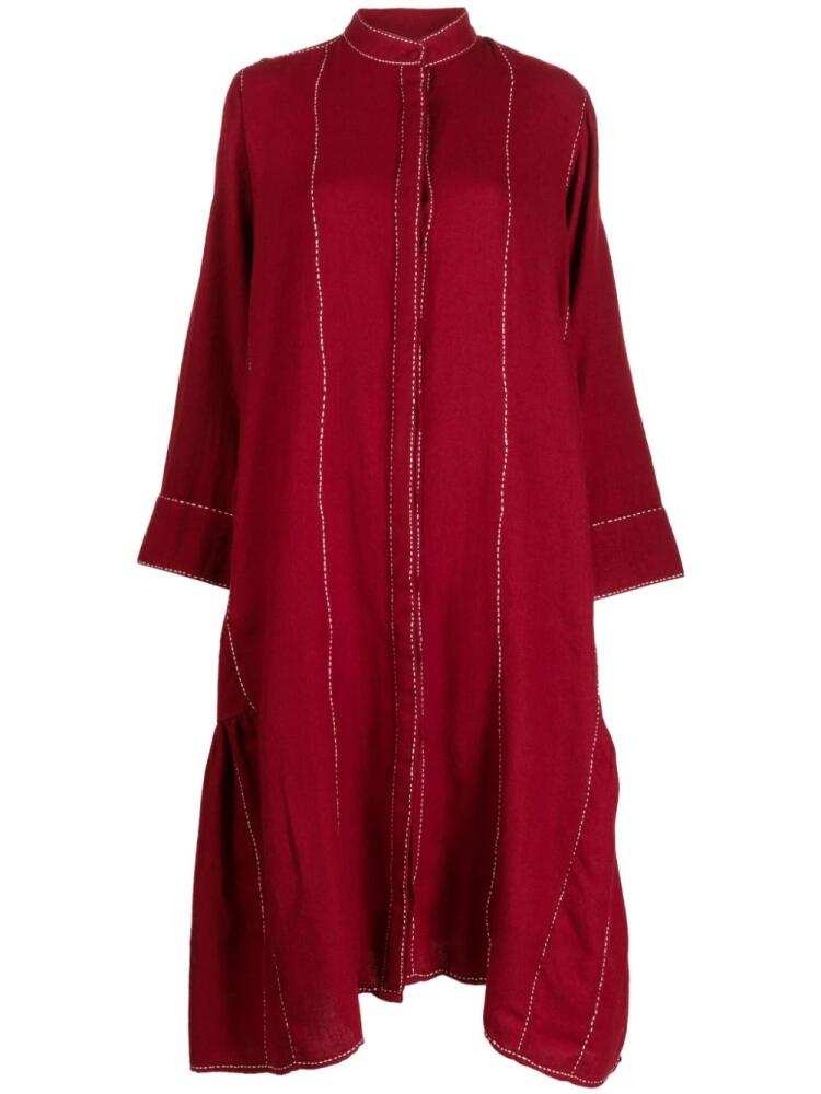 LOVEBIRDS button-up wool midi dress - Red Cover