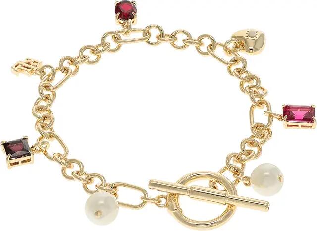 LAUREN Ralph Lauren Charm Toggle Flex Bangle (Gold/Pink) Bracelet Cover