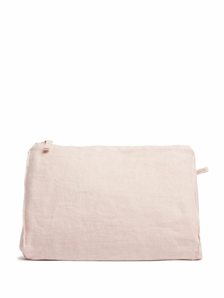 Once Milano large linen zipped pouch - Pink Cover