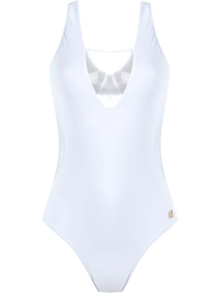 Brigitte square neck tulle swimsuit - White Cover