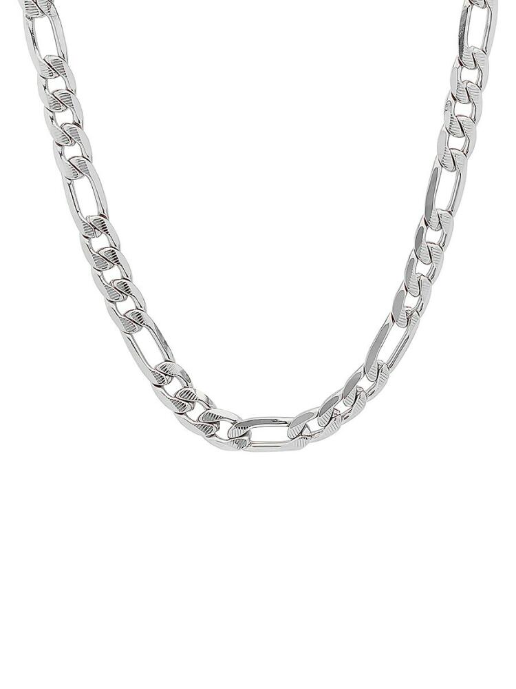 Anthony Jacobs Men's Stainless Steel Diamond Cut Figaro Chain Link Necklace/24" Cover