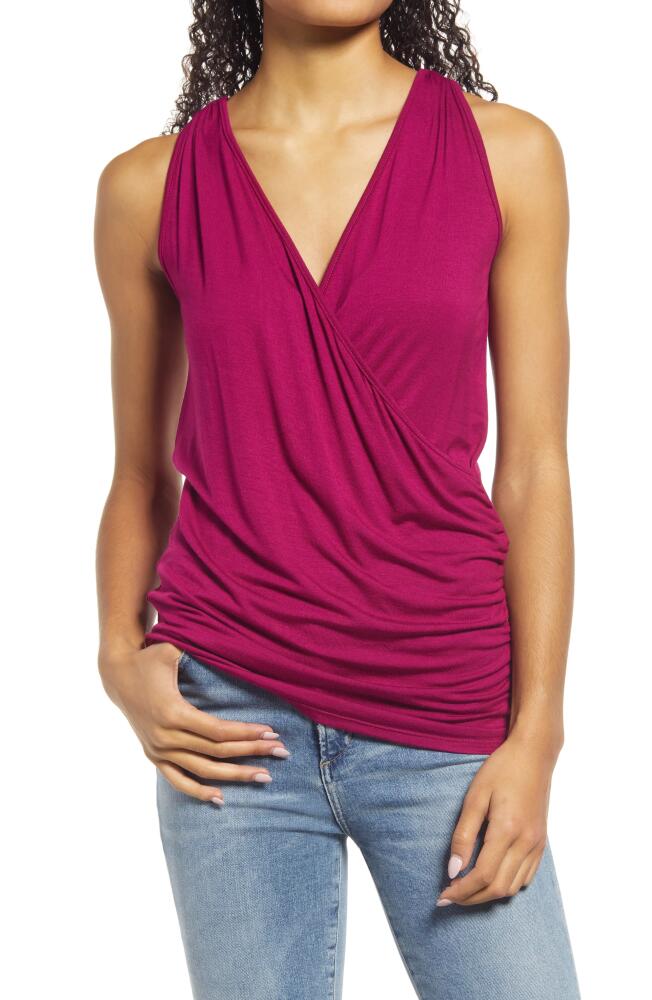 Loveappella Faux Wrap Tank in Magenta Cover