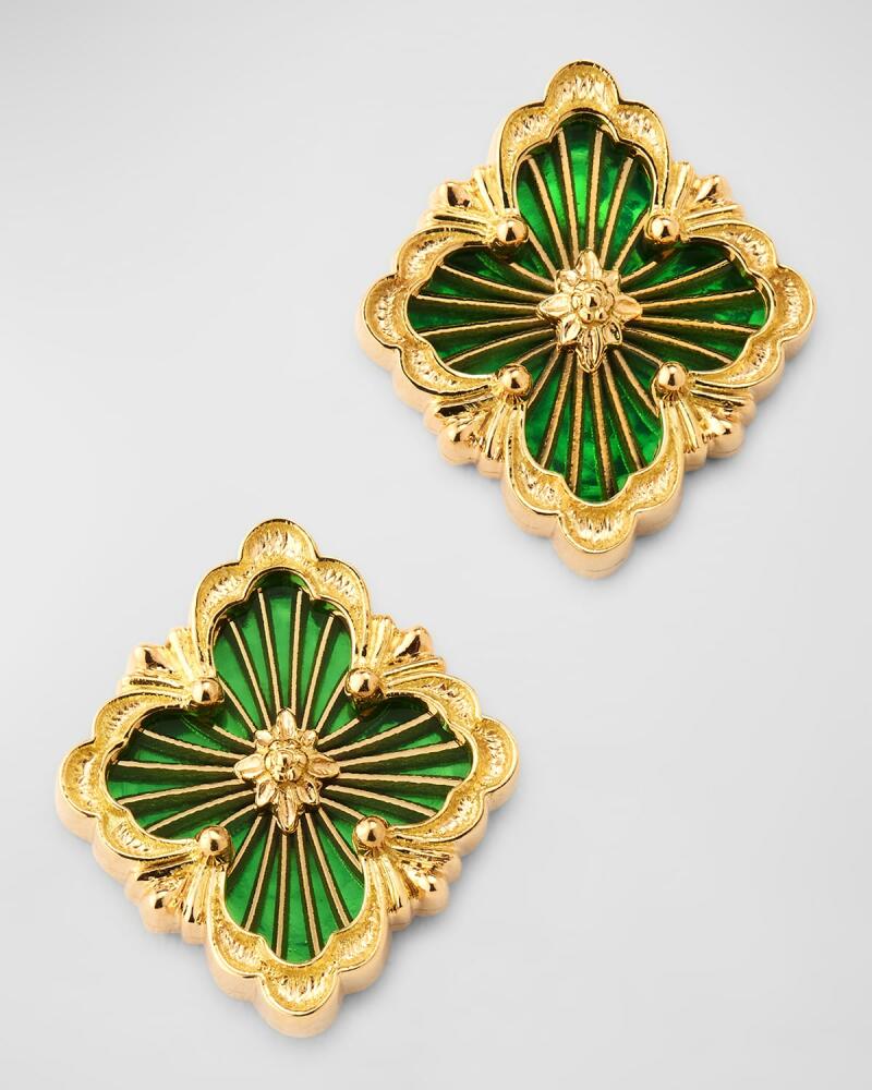 Buccellati Opera Tulle Button Earrings with Green Enamel, Small Cover