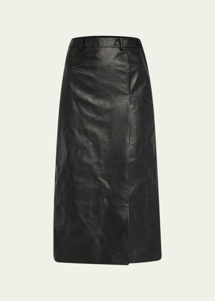 Balenciaga Slit Tailored Leather Midi Skirt Cover