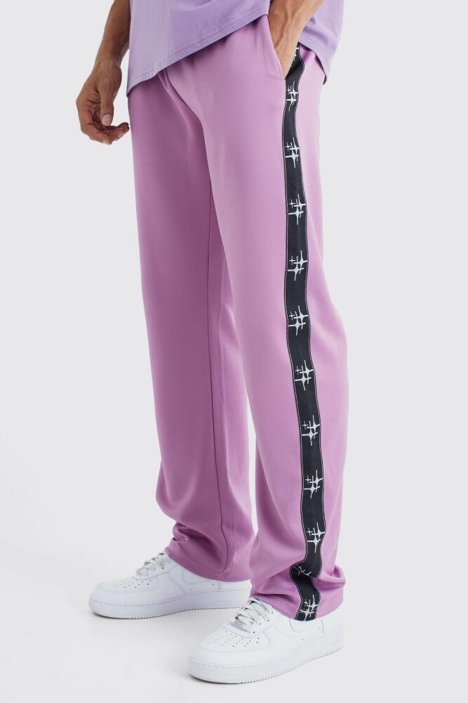 boohoo Mens Oversized Tape Side Tricot Sweatpant - Purple Cover