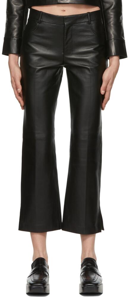 AMI Paris Black Cropped Leather Pants Cover