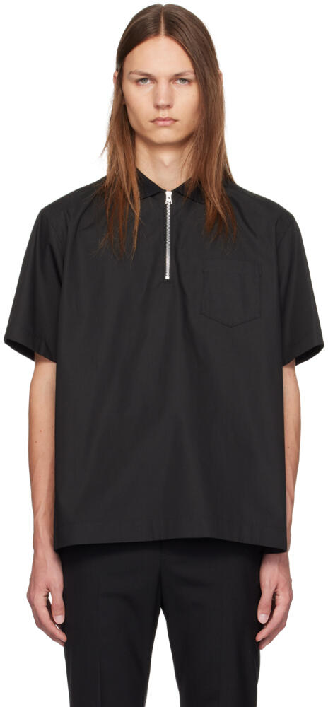 sacai Black Half-Zip Polo Cover