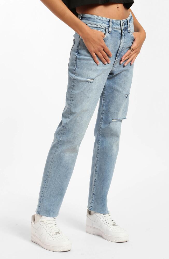 Brooklyn Industries Meadow Ripped Straight Leg Organic Cotton Blend Jeans in Mid Ripped Denim Cover