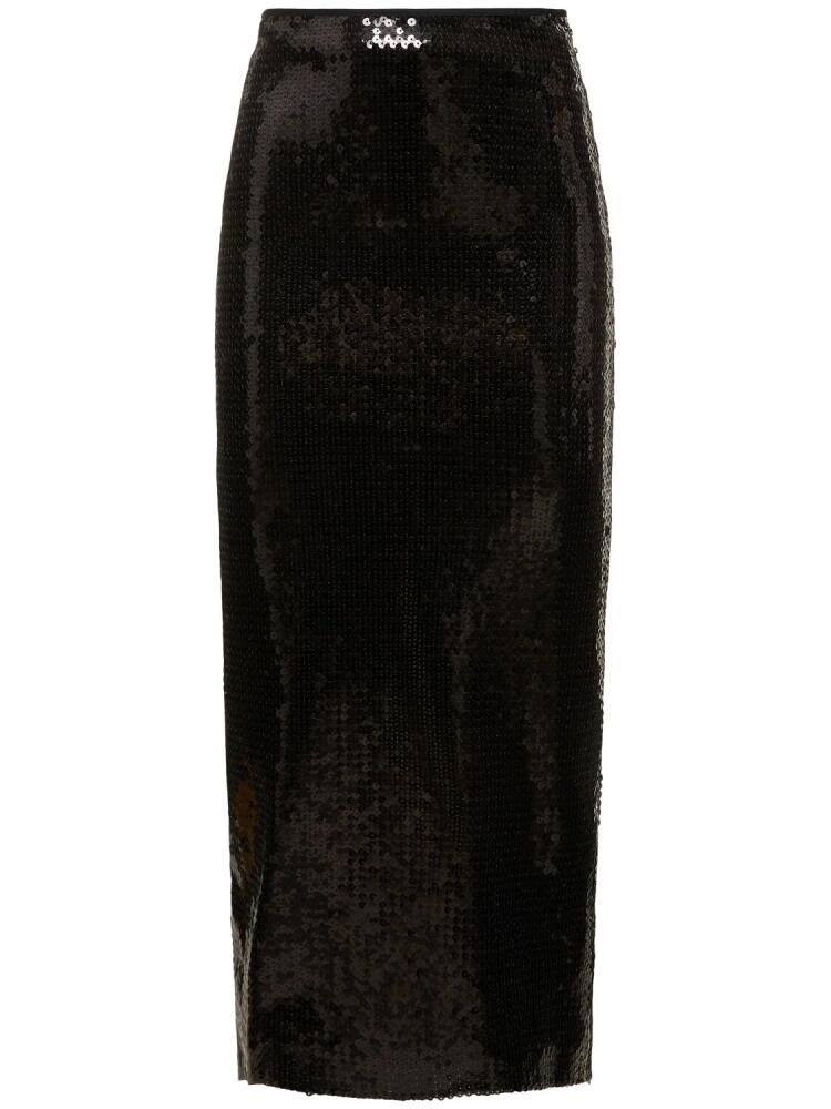 DAVID KOMA Metallic Sequined Pencil Midi Skirt Cover