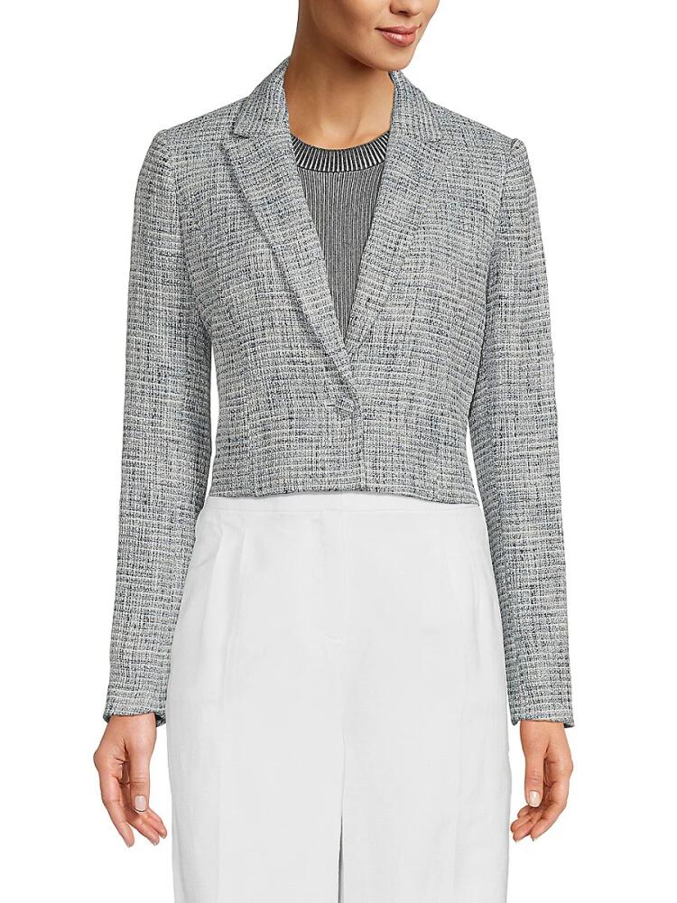 Calvin Klein Women's Textured Cropped Blazer - Blue Multi Cover