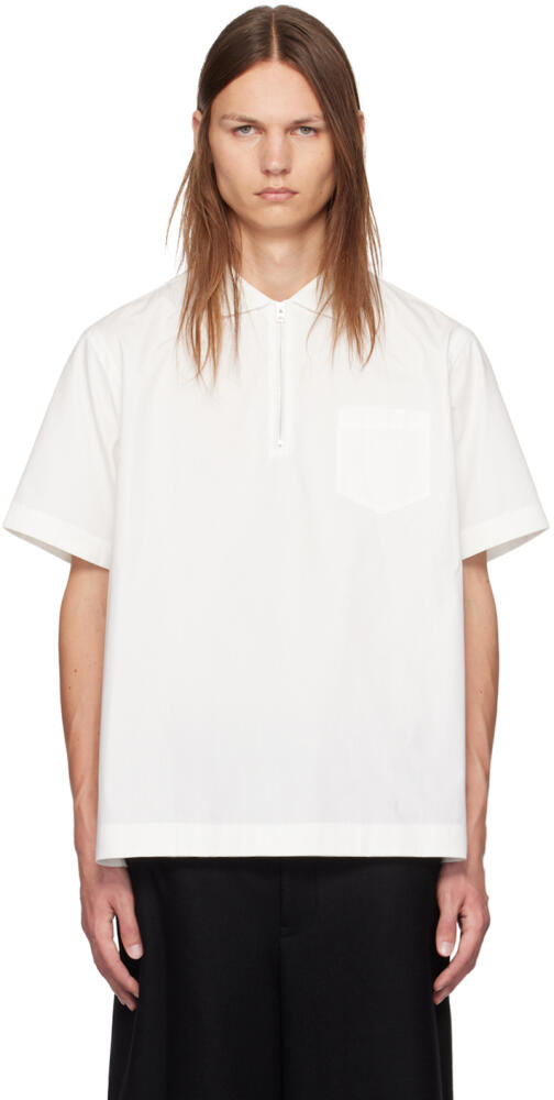 sacai White Half-Zip Polo Cover