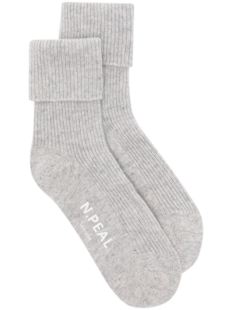 N.Peal rib-knit cashmere socks - Grey Cover