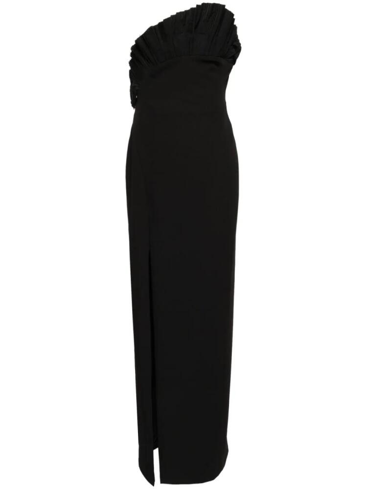 Marchesa Notte pleat-detail strapless gown - Black Cover