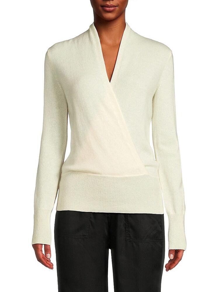 Sofia Cashmere Women's Faux Wrap Cashmere Sweater - Ivory Cover