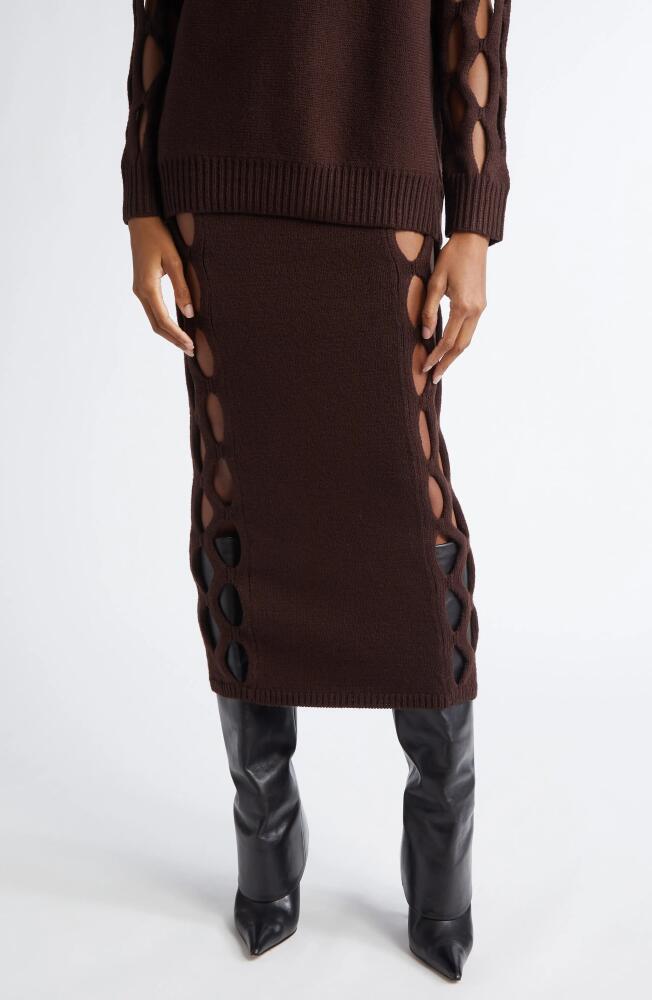 Diotima Steer Side Cutout Maxi Sweater Skirt in Coffee Cover