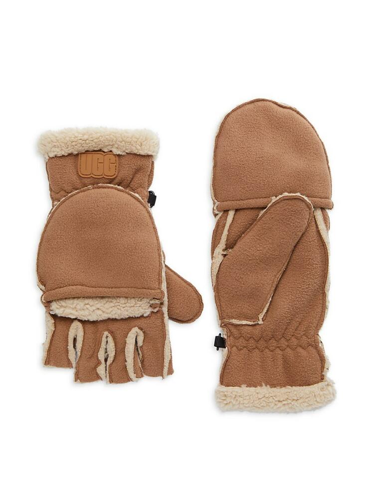 UGG Men's Faux Fur Trim Mittens - Chestnut Cover