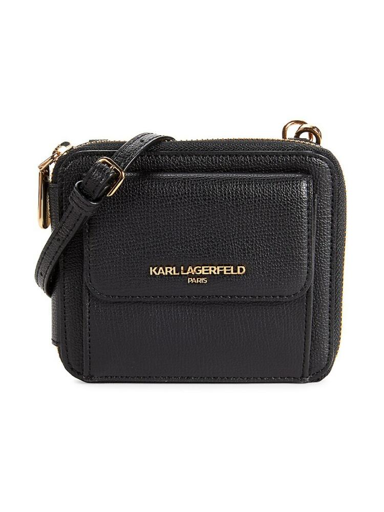 Karl Lagerfeld Paris Men's Faux Leather Zip Around Wallet - Luggage Cover