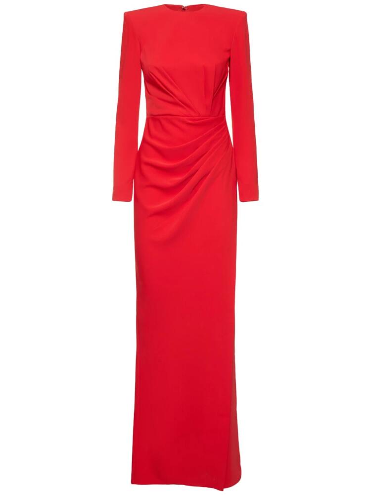 ZUHAIR MURAD Cady Draped Long Sleeved Maxi Dress Cover