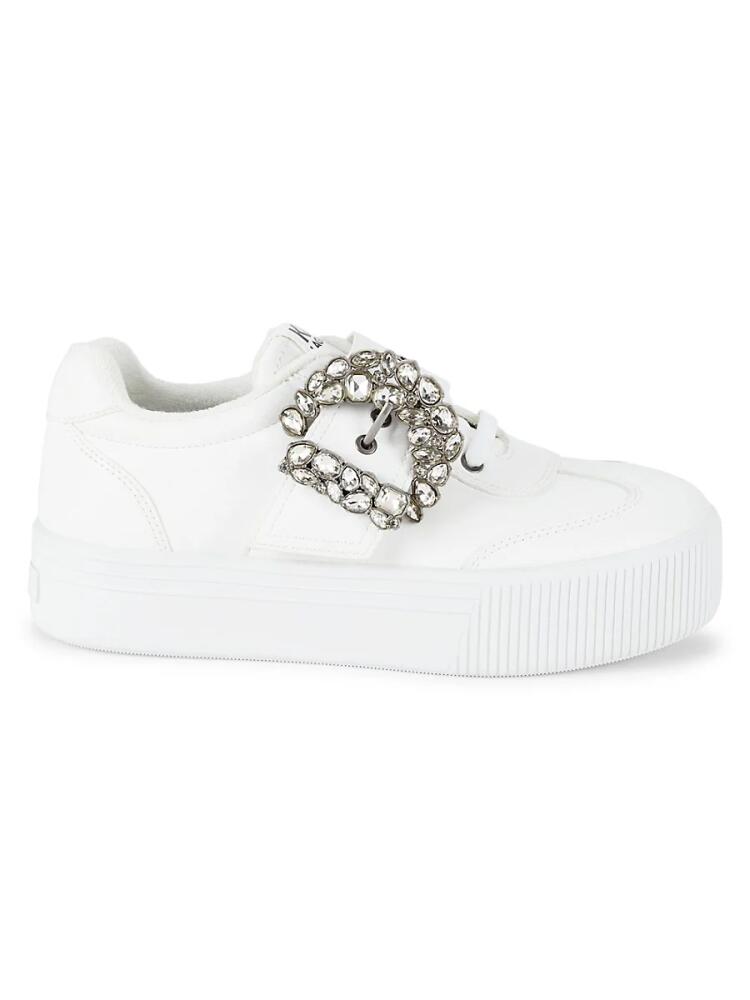 Karl Lagerfeld Paris Women's Embellished Buckle Platform Sneakers - Bright White Cover