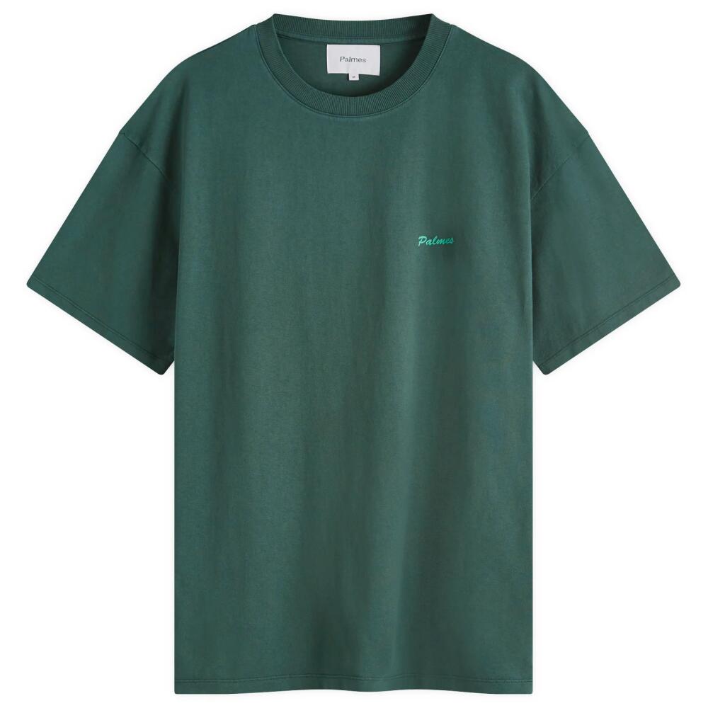 Palmes Men's Dyed Chest Logo T-Shirt in Dark Green Cover