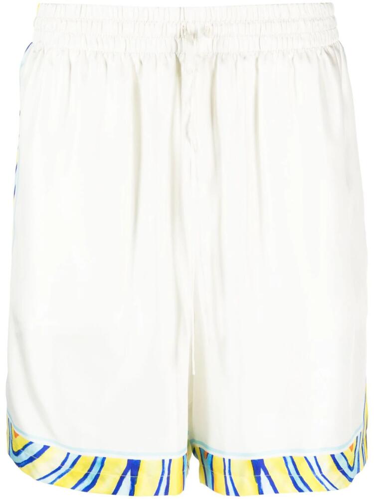 Casablanca graphic-print silk track shorts - Neutrals Cover