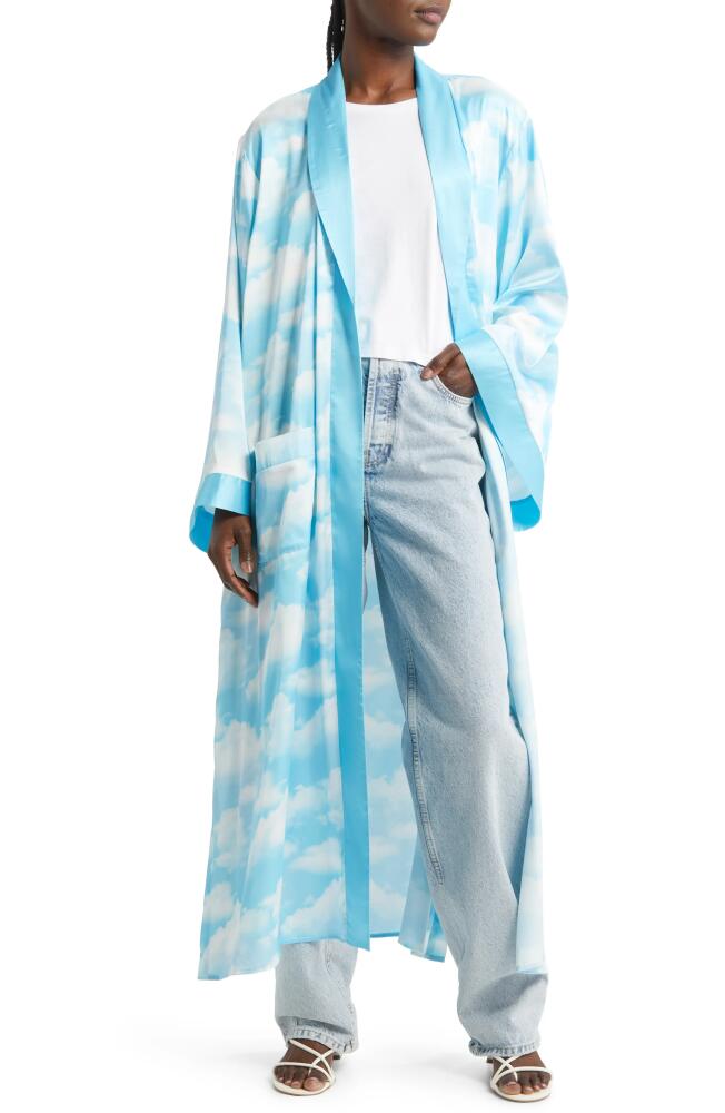 Dressed in Lala Tie Waist Satin Overlay in Clouds Cover