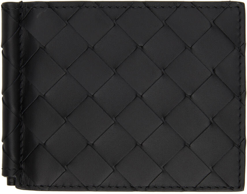 Bottega Veneta Black Intrecciato Money Clip Bifold Wallet Cover