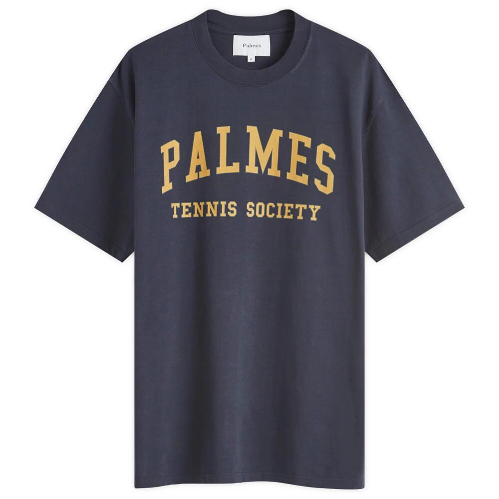 Palmes Men's Ivan Collegiate T-Shirt in Navy/Yellow Cover