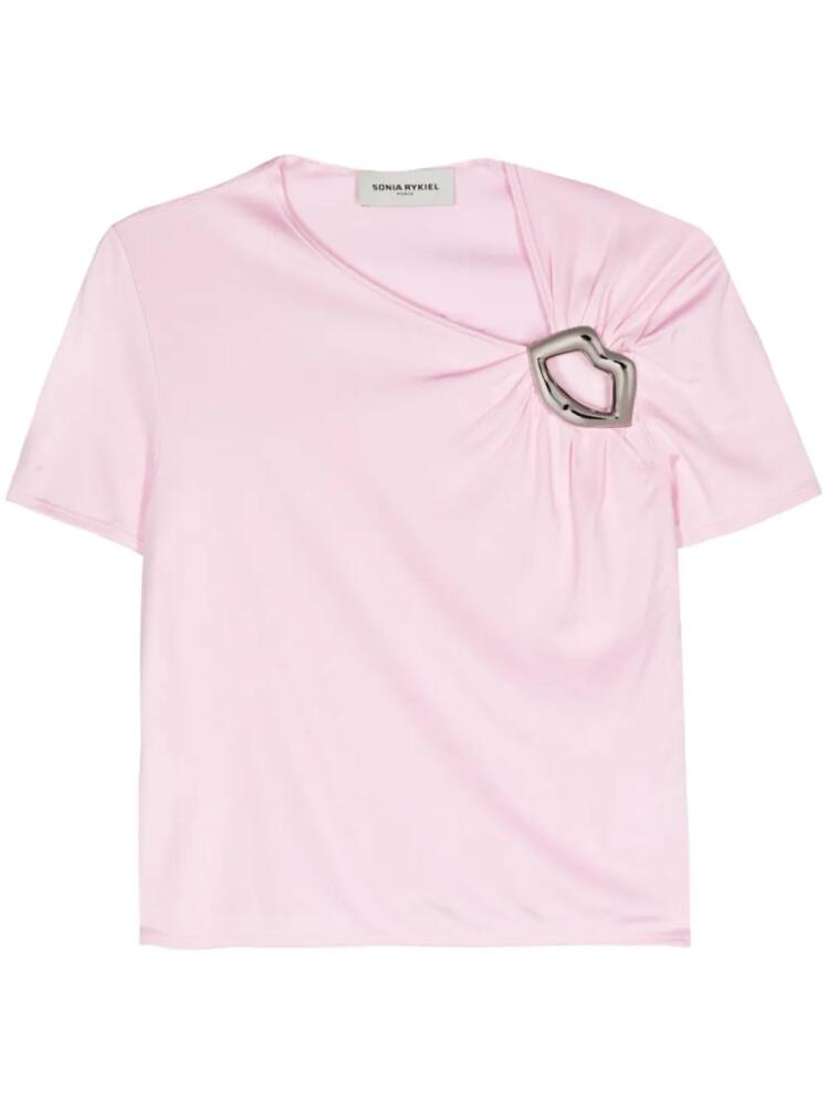 Sonia Rykiel lips-motif asymmetric T-shirt - Pink Cover