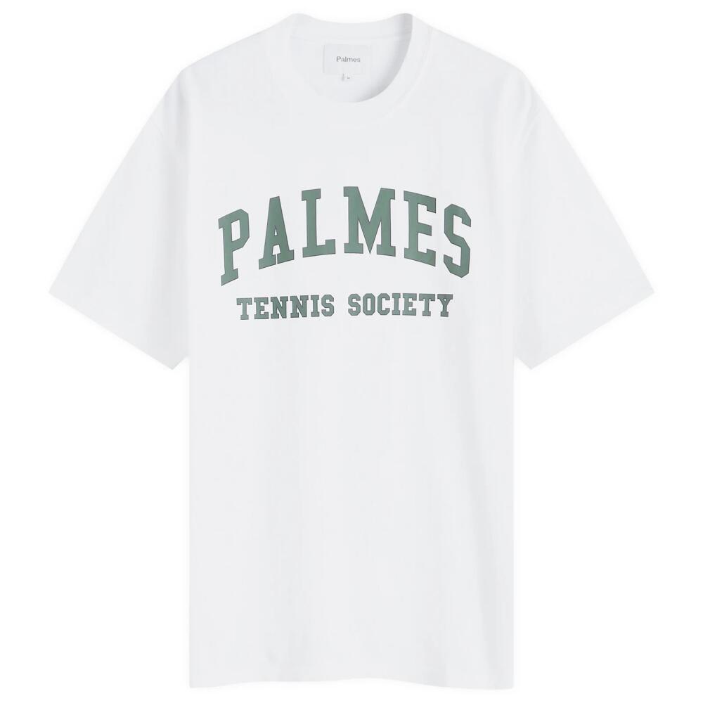 Palmes Men's Ivan Collegiate T-Shirt in White/Green Cover