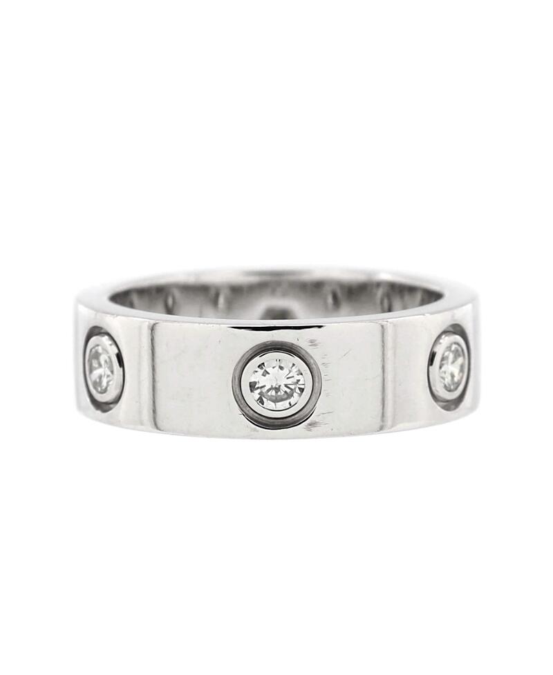 Pre-Owned Cartier Love Band 6 Diamonds Ring 18K White Gold with Diamonds Cover